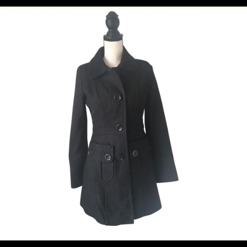 Tulle Black Pea Coat / Size XS
